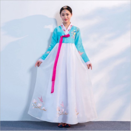 Women's Korean hanbok traditional dance performance show photos drama cosplay  competition long dresses robes